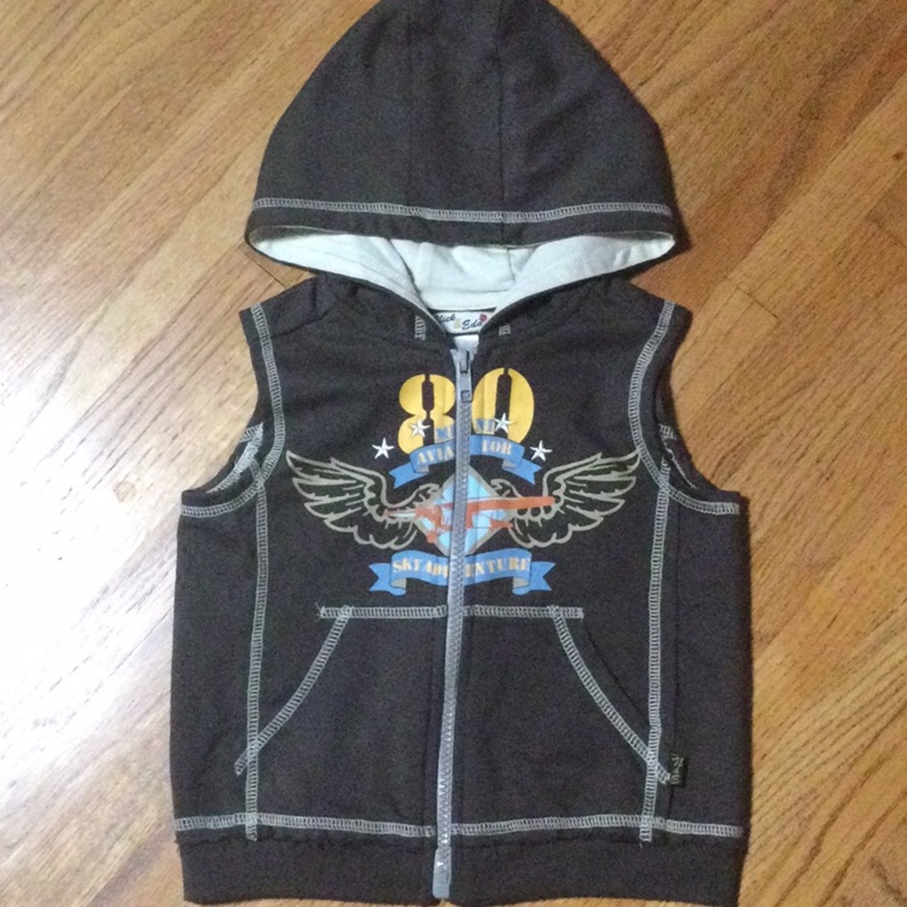Full zip hooded aviator vest 2t